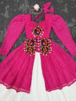 Pink Color Faux Georgette Fabric Digital Print Navratri Special Top Lehenga