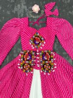 Pink Color Faux Georgette Fabric Digital Print Navratri Special Top Lehenga
