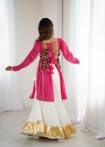 Pink Color Faux Georgette Fabric Digital Print Navratri Special Top Lehenga