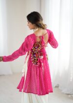 Pink Color Faux Georgette Fabric Digital Print Navratri Special Top Lehenga