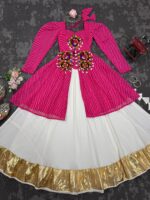 Pink Color Faux Georgette Fabric Digital Print Navratri Special Top Lehenga