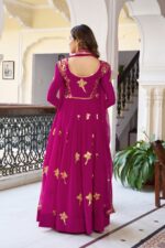 Pink Color Faux Georgette Fabric Thread With Sequence Work Gown