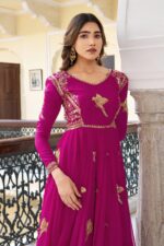 Pink Color Faux Georgette Fabric Thread With Sequence Work Gown