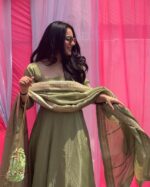 Pista Color Fandy Silk Fabric Thread With Sequence Work Gown