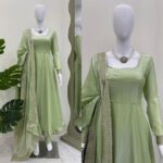 Pista Color Fandy Silk Fabric Thread With Sequence Work Gown
