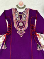 Purple Rayon Fabric Peplum Palazzo Style Cord Set Suit