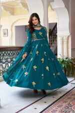 Rama Color Faux Georgette Fabric Thread With Sequence Work Gown