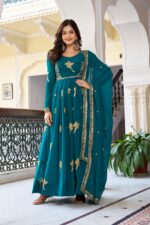 Rama Color Faux Georgette Fabric Thread With Sequence Work Gown