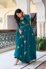 Rama Color Faux Georgette Fabric Thread With Sequence Work Gown