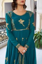 Rama Color Faux Georgette Fabric Thread With Sequence Work Gown