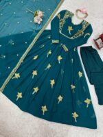Rama Color Faux Georgette Fabric Thread With Sequence Work Gown