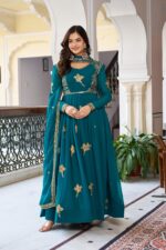 Rama Color Faux Georgette Fabric Thread With Sequence Work Gown