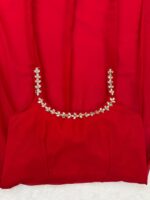 Red Color Faux Georgette Fabric Hand Work With Mirror Work Palazzo Set