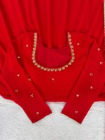 Red Color Faux Georgette Fabric Stone Work Gown