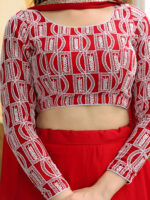 Red Color Georgette Fabric Thread With Sequence Embroidery Work Lehenga