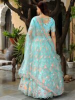 Sky Blue Color Soft Net Fabric Sequence With Thread Embroidery Work Lehenga