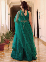 Teal Green Color Soft Net Fabric Sequence Embroidery Pearl Work Lehenga