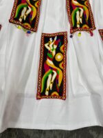 White Color Heavy Rayon Fabric Gamthi Thread Work Navratri Lehenga