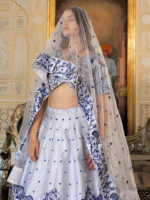 White Color Satin Fabric Sequence Embroidery Work Lehenga