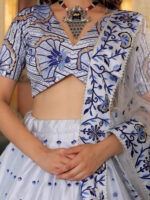 White Color Satin Fabric Sequence Embroidery Work Lehenga