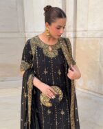 Black Color Faux Georgette Fabric Sequence Work Suit