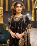 Black Color Faux Georgette Fabric Sequence Work Suit
