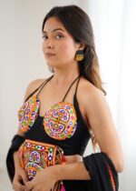 Black Color Heavy Rayon Fabric Gamthi Thread With Mirror Work Navratri Lehenga-FDVKDSP51BLACK (10) Black Color Heavy Rayon Fabric Gamthi Thread With Mirror Work Navratri Lehenga
