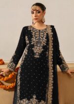 Black Faux Georgette Fabric Palazzo Set With Pearl Work