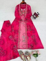Bollywood Actress Mrunal Thakur Designer Pink Tabby Silk Fabric Digital Print Sharara Set