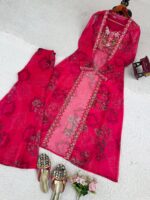 Bollywood Actress Mrunal Thakur Designer Pink Tabby Silk Fabric Digital Print Sharara Set