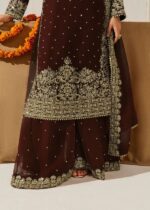 Dark Brown Faux Georgette Fabric Palazzo Set With Pearl Work-FDVKD5901DARKBROWN (4) Dark Brown Faux Georgette Fabric Palazzo Set With Pearl Work