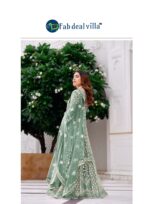 Green Color Pure Butterfly Net Fabric Embroidery With Mirror Work Suit