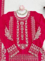 Karva Chauth Special Pink Faux Georgette Fabric Sequence Work Palazzo Suit