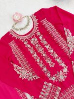 Karva Chauth Special Pink Faux Georgette Fabric Sequence Work Palazzo Suit