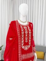 Karva Chauth Special Red Faux Georgette Fabric Sequence Work Palazzo Suit