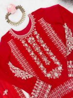 Karva Chauth Special Red Faux Georgette Fabric Sequence Work Palazzo Suit