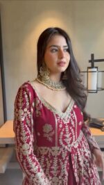 Maroon Color Faux Georgette Fabric Sequence Work Top Lehenga Set
