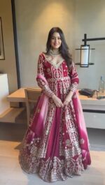 Maroon Color Faux Georgette Fabric Sequence Work Top Lehenga Set