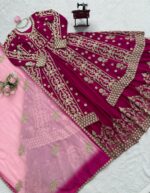 Maroon Color Faux Georgette Fabric Sequence Work Top Lehenga Set