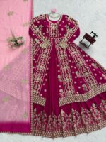 Maroon Color Faux Georgette Fabric Sequence Work Top Lehenga Set