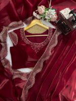Maroon Color Jimmy Choo Fabric Hot Fixing Work Saree-FDVKD607MAROON (5) Maroon Color Jimmy Choo Fabric Hot Fixing Work Saree
