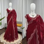 Maroon Color Jimmy Choo Fabric Hot Fixing Work Saree-FDVKD607MAROON (9) Maroon Color Jimmy Choo Fabric Hot Fixing Work Saree