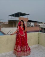 Multi Color Faux Georgette Fabric Thread And Sequence Work Lehenga