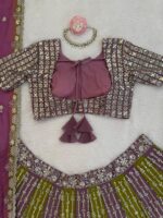 Multi Color Faux Georgette Fabric Thread And Sequence Work Lehenga