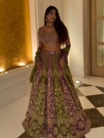 Multi Color Faux Georgette Fabric Thread And Sequence Work Lehenga