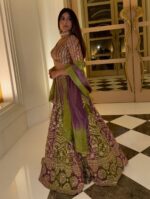 Multi Color Faux Georgette Fabric Thread And Sequence Work Lehenga