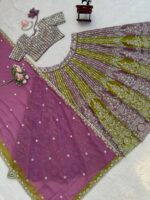 Multi Color Faux Georgette Fabric Thread And Sequence Work Lehenga