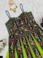 Multi Color Faux Georgette Fabric Thread With Sequence Work Navratri Top Lehenga Set