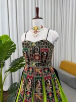 Multi Color Faux Georgette Fabric Thread With Sequence Work Navratri Top Lehenga Set