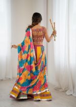 Multi Color Heavy Rayon Fabric Gamthi Thread With Mirror Work Navratri Lehenga